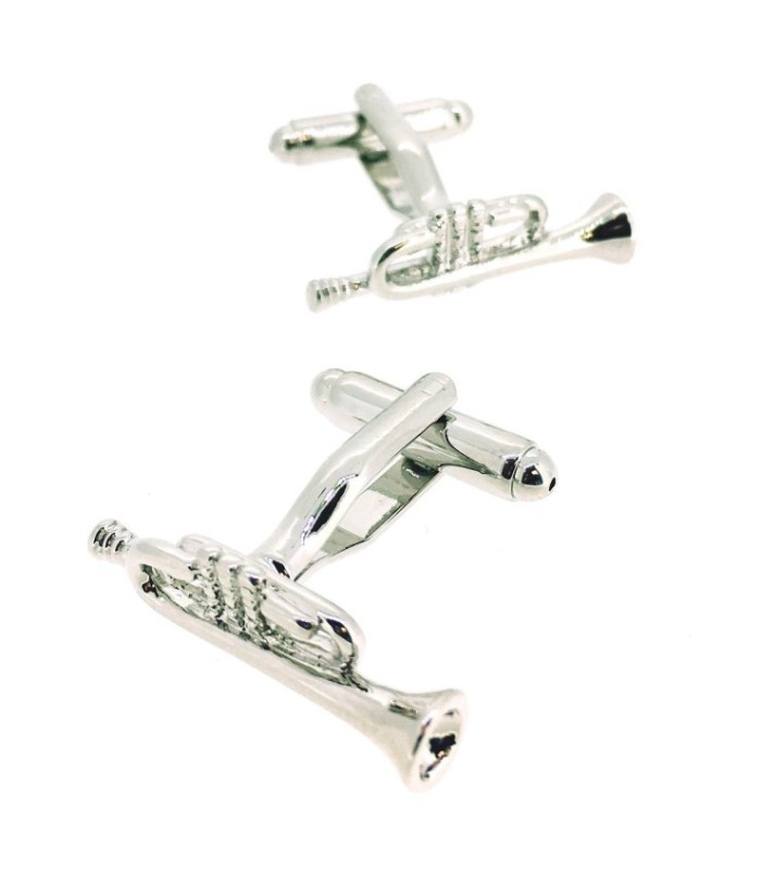 Gemelos para camisa Trompeta Plateada