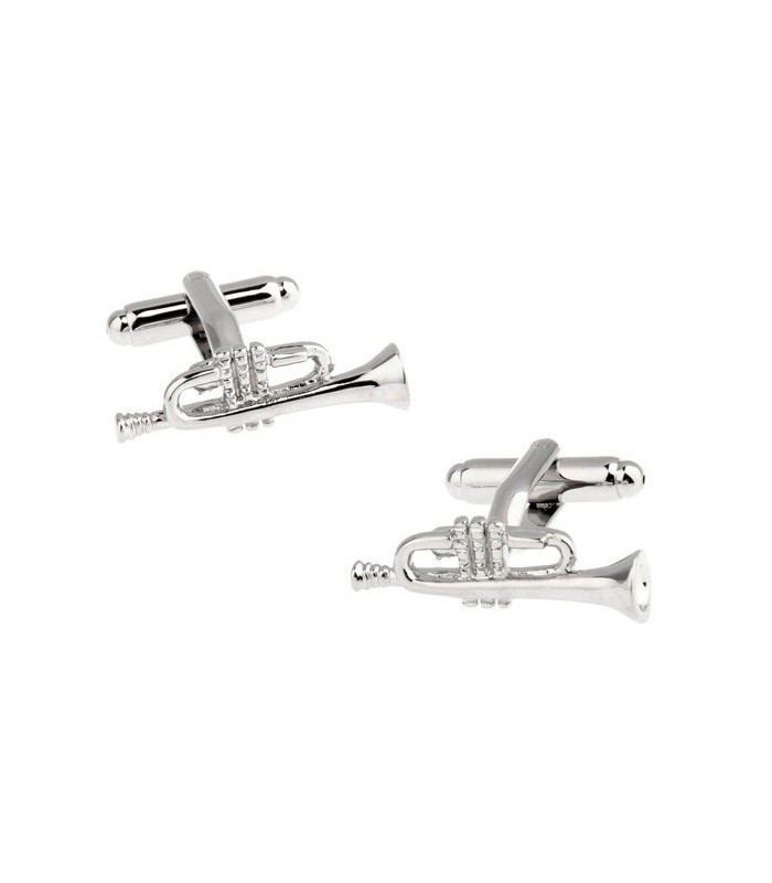 Gemelos para camisa Trompeta Plateada