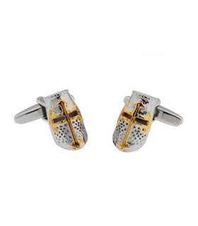 Gemelos para camisa Yelmo Casco Templario Cruz Dorada