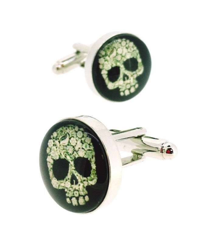 Gemelos para camisas Magglass Calavera Flores