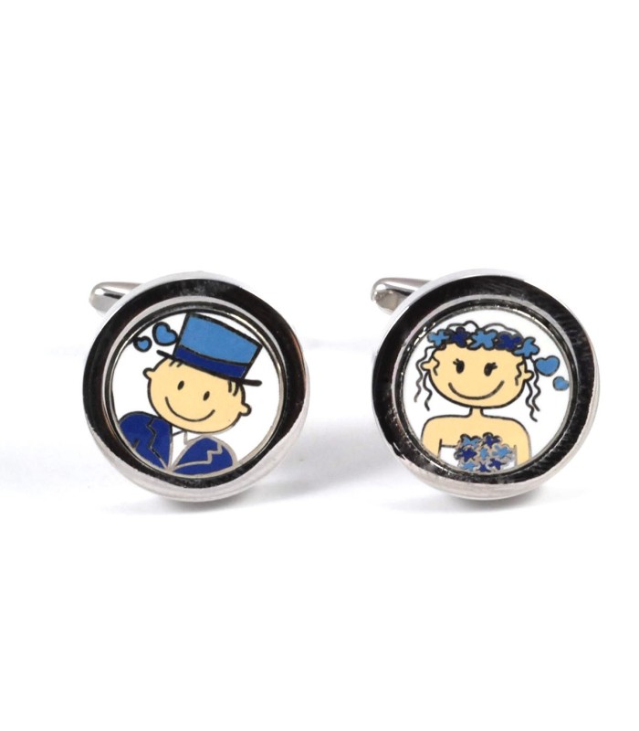 Gemelos Pareja de Novios Azul