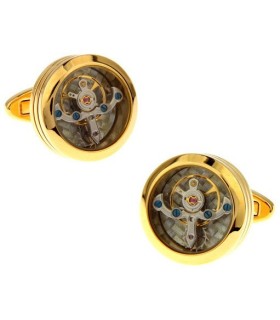 Gemelos Reloj Tourbillon Acero Dorado