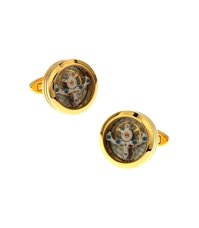 Gemelos Reloj Tourbillon Acero Dorado