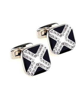 Gemelos White Stones in Black Cross