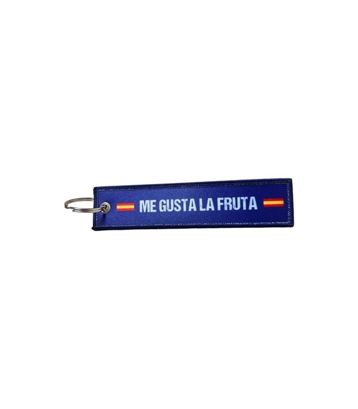 Llavero Bordado  Me Gusta la Fruta  Azul 13x3 cm