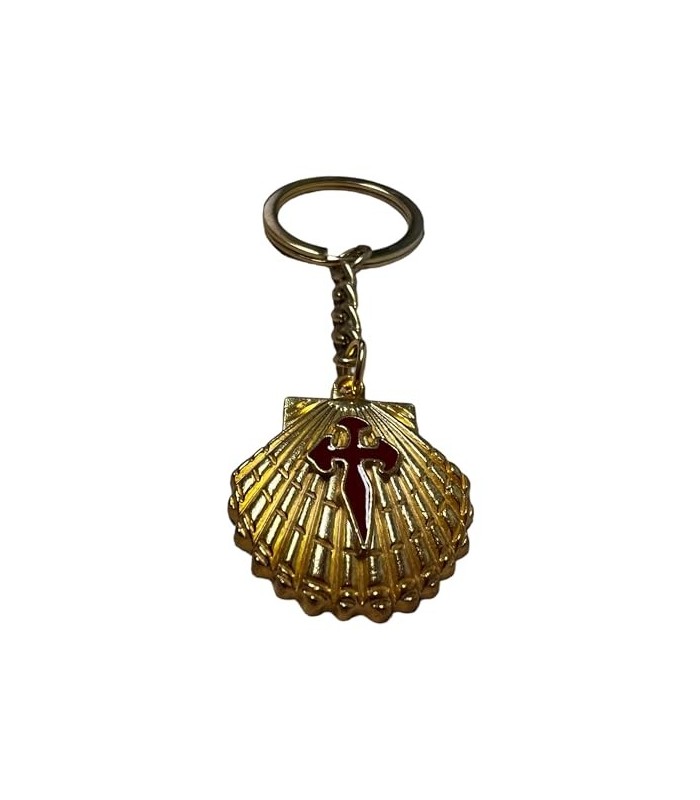 Llavero Concha Cruz de Santiago Concha del Peregrino Dorado 3 cm