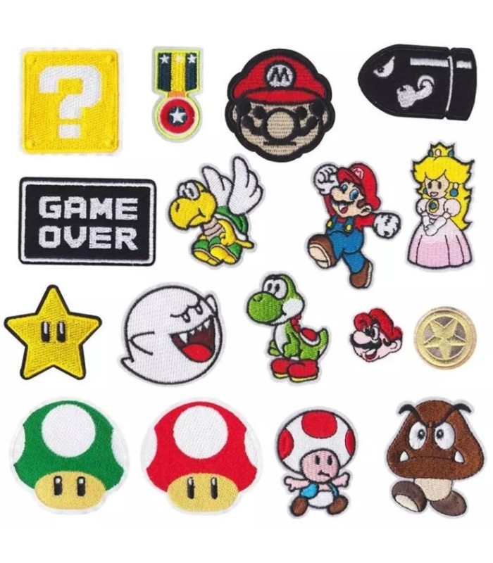 Pack 17 Parches Termoadhesivos Mario Bros Ideal Mascarillas