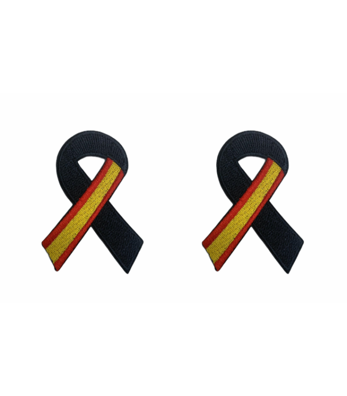 Pack 2 Parches Termoadhesivo Lazo Negro Bandera de España 7x5cm
