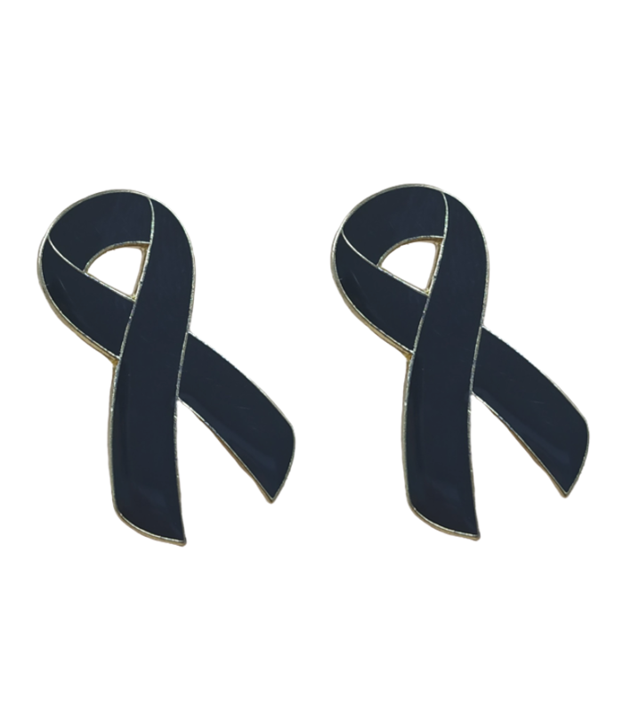 Pack 2 Pins de Solapa Lazo negro Black Ribbon mod 2 28x15mm