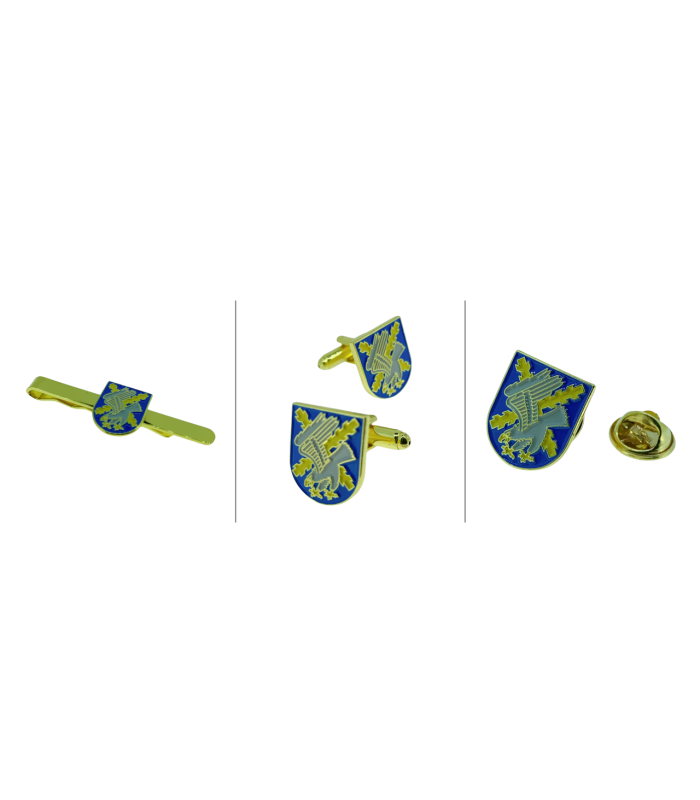 Pack de la Brigada Operativa Polivalente Galicia VII BRILAT. Contiene: Gemelos, pin y Pasador