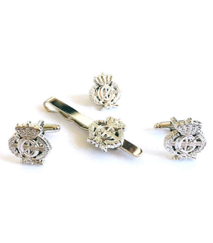 Pack Gemelos de Camisa Pasador y Pin Colegio Ingenieros de Informática Plateado