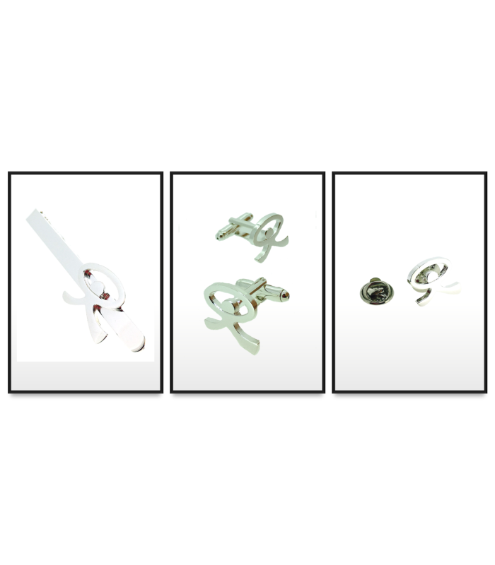 Pack Gemelos de Camisa Pasador y Pin Indalo Plateado Almería