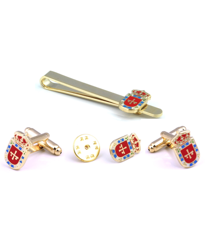 Pack Gemelos de Camisa, Pin y Pasador Escudo de El Bierzo
