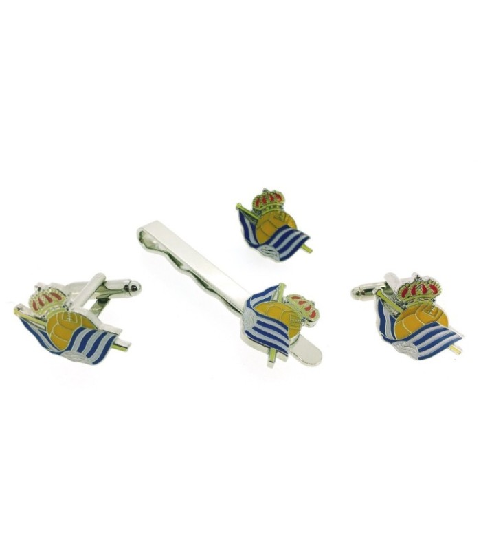 Pack Gemelos para Camisa - Pin de Solapa y Pasador de Corbata Real Sociedad