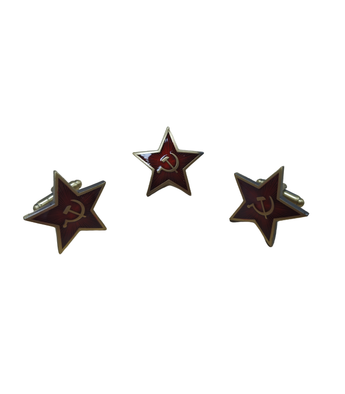 Pack Gemelos y Pin Estrella, Hoz y Martillo 25mm Recreación Histórica-Réplica Militar