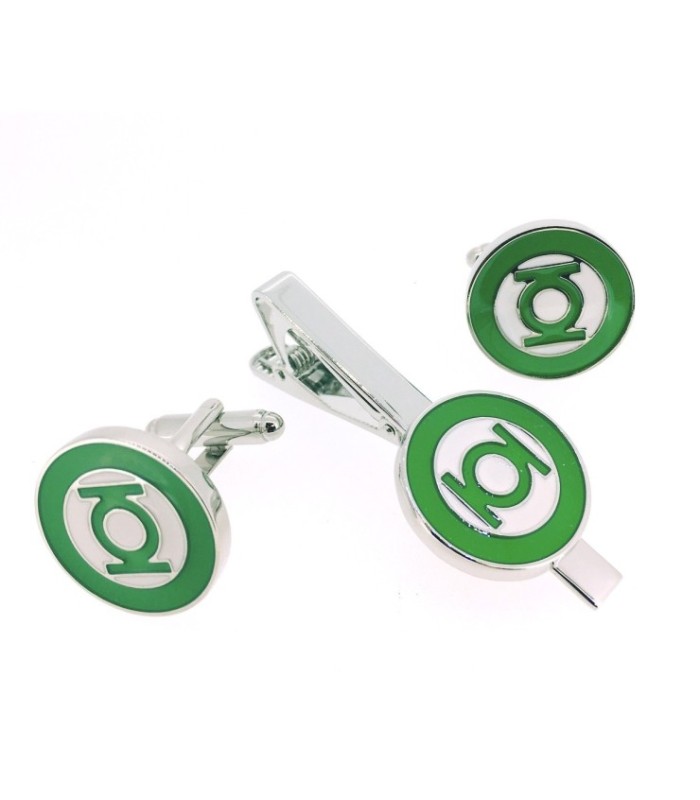 Pack Pasador de Corbata Gemelos para Camisa Linterna Verde