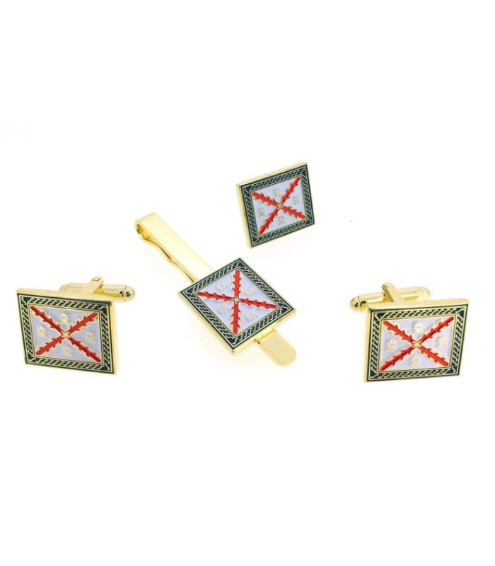 Pack Pasador de Corbata Gemelos para Camisa y Pin de Solapa ‪Tercio Ommegang