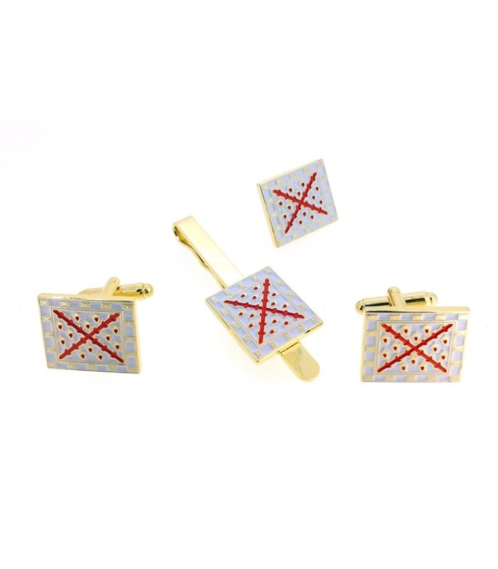 Pack Pasador de Corbata ‪Gemelos y Pin Tercio de Infantería Sagrado Corazon de la Batalla de Rocroix