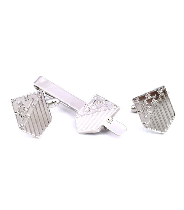 Pack Pasador de Corbata y Gemelos de Camisa Atletico de Madrid Acero