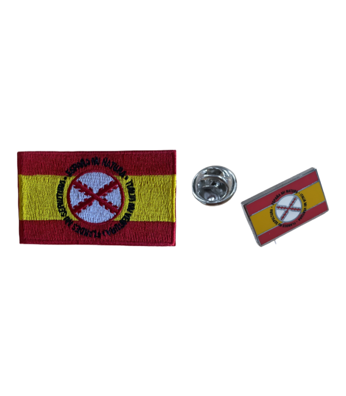 Pack Pin y Parche Bandera España Lema Tercios de Flandes