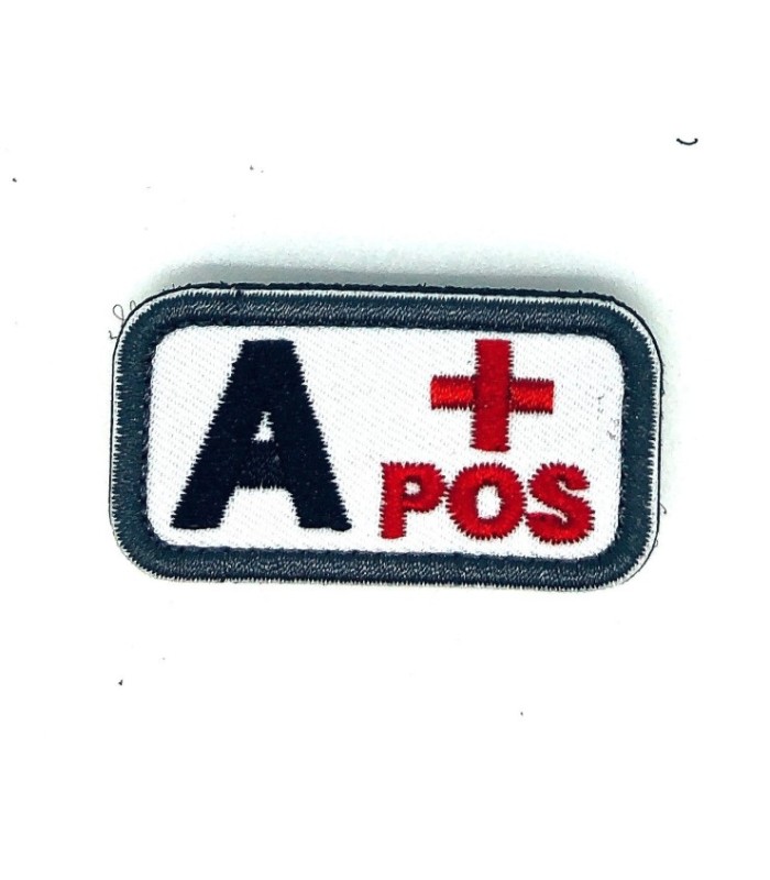 Parche Bordado Hook and Loop Grupo Sanguíneo A+ Modelo 2 5x2,5cm
