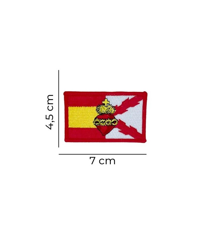 Parche Bordado Termoadhesivo Bandera de España y Cruz de Borgoña con el Sagrado Corazón - 7 x 4,5 cm