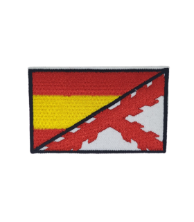 Parche Bordado Termoadhesivo Bandera España Cruz Borgoña Recreación Histórica-Réplica Militar