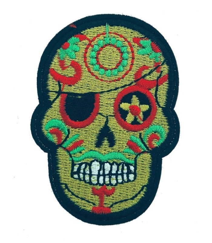 Parche Bordado Termoadhesivo Calavera Catrina 7 cm Modelo Parche Ojo