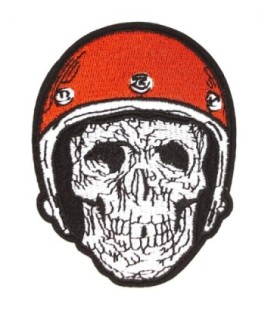 Parche Bordado Termoadhesivo Calavera Motorista 9x7cm