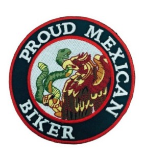 Parche Bordado Termoadhesivo Proud Mexican Biker 9 cm