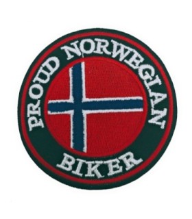 Parche Bordado Termoadhesivo Proud Norwegian Biker 7cm