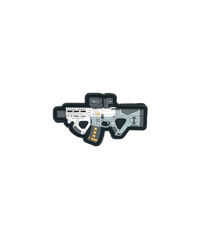 Parche de Goma Hook and Loop Fusil con Mira Militar Avanzado Blanco -8,5x5cm