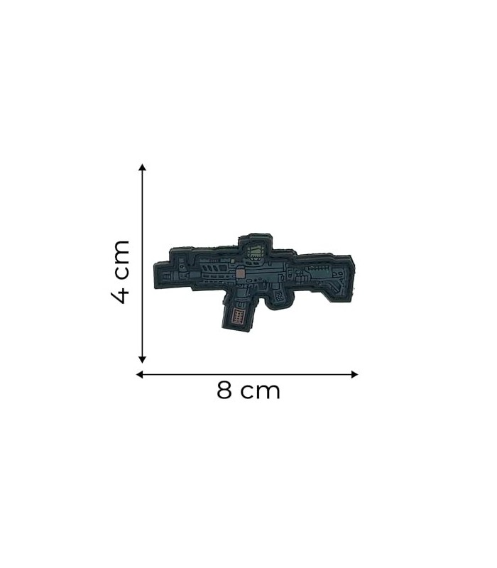Parche de Goma Hook and Loop Fusil de Asalto Negro - 8x4 cm