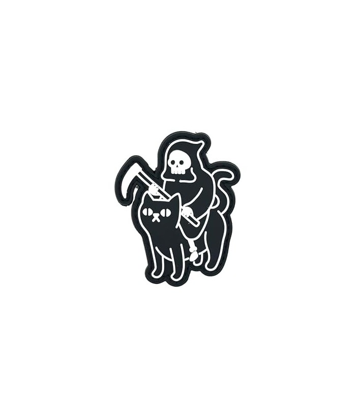 Parche de Goma Hook and Loop Muerte Montando un Gato - 8x6,5 cm