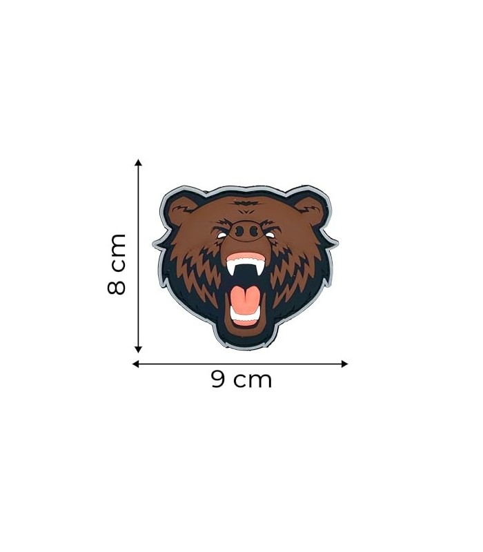 Parche de Goma Hook and Loop Oso Grizzly Furioso - 9x8 cm