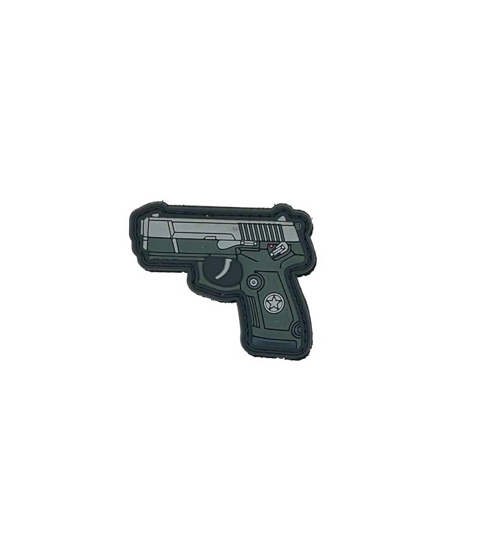 Parche de Goma Hook and Loop Pistola Militar Verde Oscuro - 6,6 x 5,5 cm