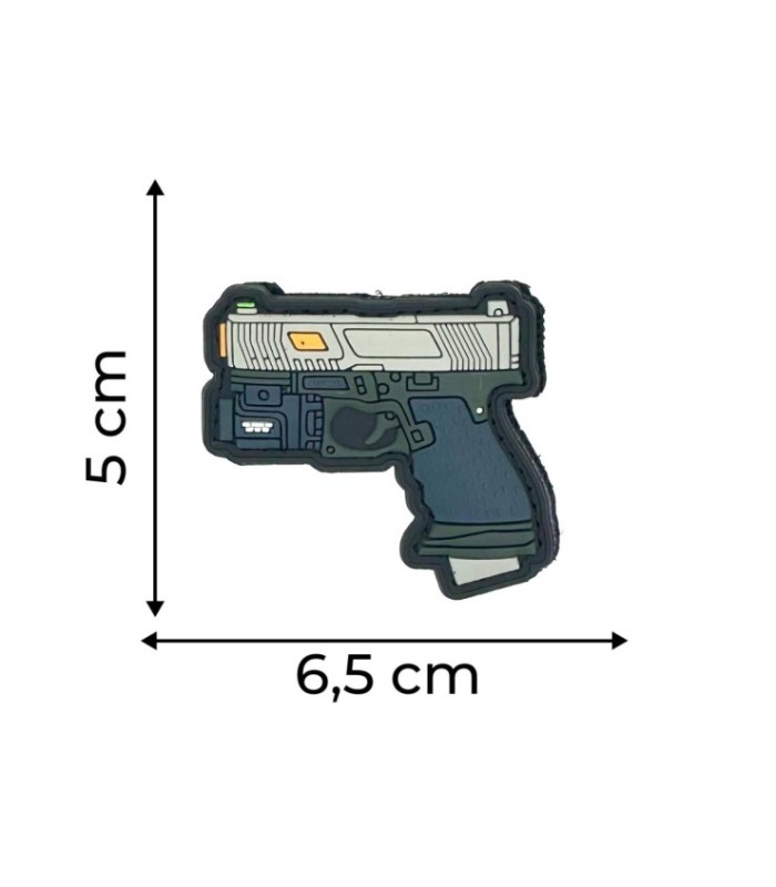 Parche de Goma Hook and Loop Pistola Táctica Gris -6,5 x 5 cm