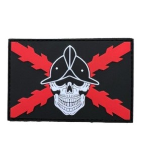 Parche Hook and Loop PVC Bandera Aspa Borgoña con Tercio Calavera - Gemelolandia