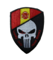 Parche punisher Emblema Bandera de España Loyalty duty Honor Bravery Hook and loop 9,5 x6,5 cm