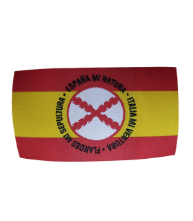 Parche Termoadhesivo Bandera España Lema Tercios de Flandes mod 2 8x4,5cm