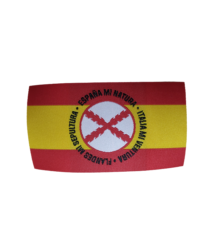Parche Termoadhesivo Bandera España Lema Tercios de Flandes mod 2 8x4,5cm