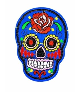 Parche Termoadhesivo Calavera Katrina blue small 7x5 cm