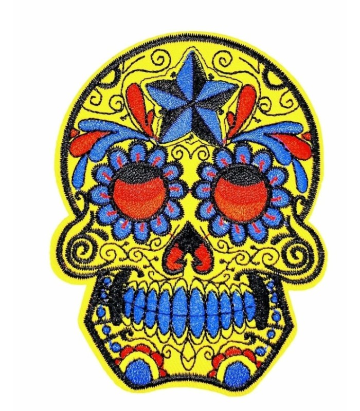 Parche Termoadhesivo Calavera Katrina white big mod1 10x7,5 cm
