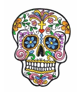 Parche Termoadhesivo Calavera Katrina white big mod1 10x7,5 cm