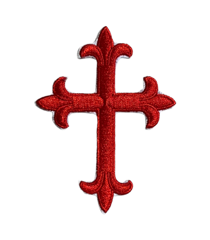 Parche Termoadhesivo de la cruz de Florencia o Cruz Flordeliseada Templaria - 8x6cm