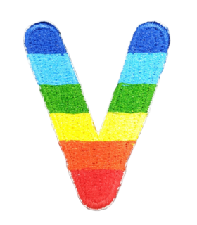 Parche Termoadhesivo Letra Letter V Arco iris 4 cm