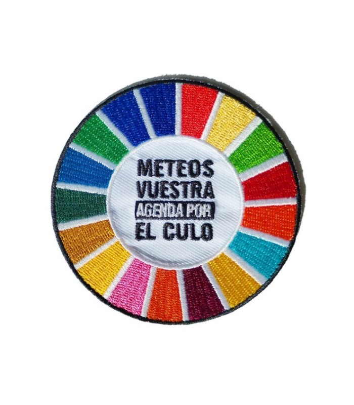Parche termoadhesivo meteos vuestra agenda 2030 por el culo - 8cm