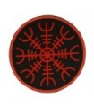 Parche Termoadhesivo Símbolo de Protección Vikingo Aegishjalmur Rojo y Negro 9 Cm