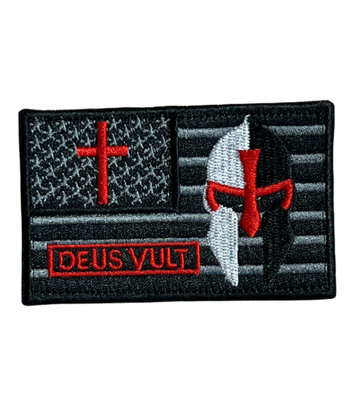Parches Hook and Loop Deus Vult (Dios lo quiere) - Parches Templarios - 8x5cm