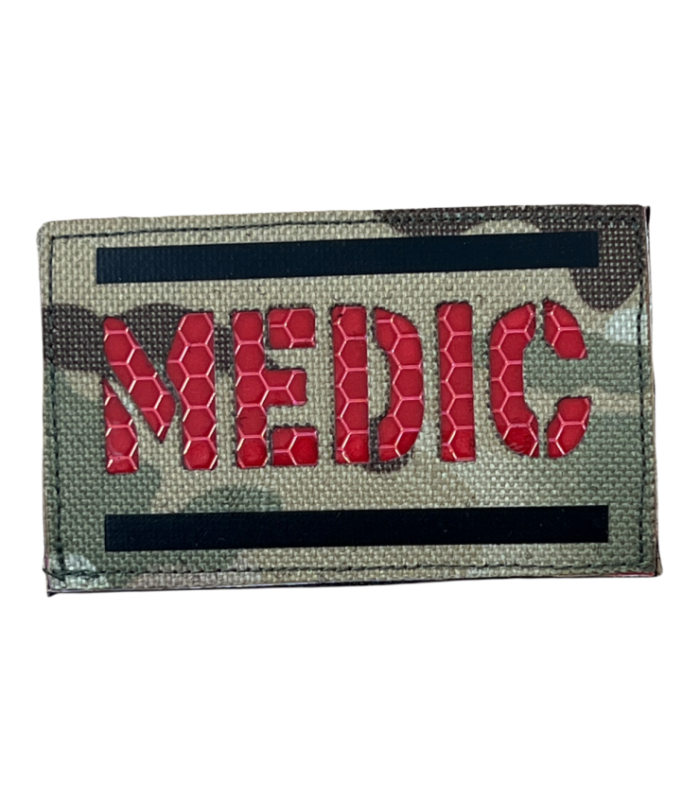 Parches Hook and Loop reflectantes-Palabra Medic - rectangular - 8x5cm
